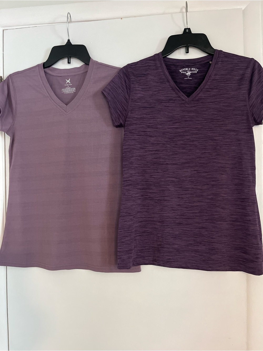 Beverly Hills Polo Club and Game Time Women’s V-Neck Tees-Light & Deep Purple